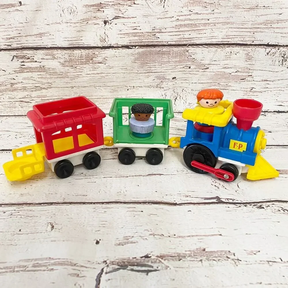 FISHER-PRICE LITTLE PEOPLE Vintage 1991 Circus Train Set Engine Cars 2 Figures
